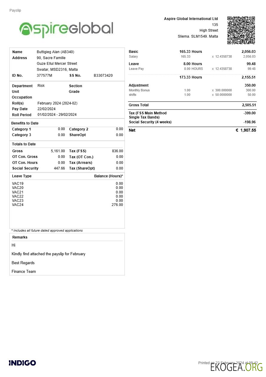 Modèle de fiche de paie Aspire Global International aux formats Word et PDF.pdf, 1